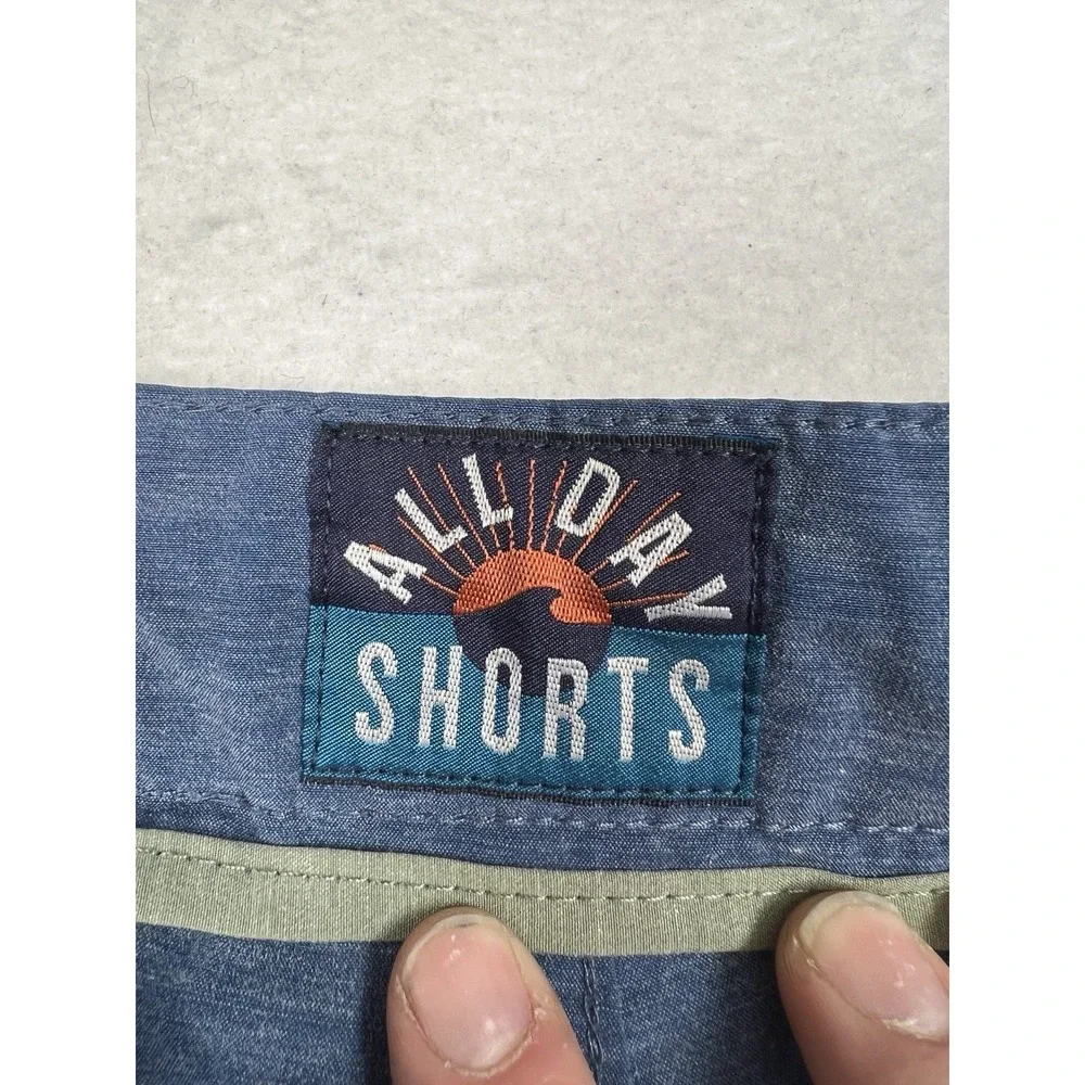Faherty All Day Shorts Mens 38 Blue Heathered Hybrid Quick Dry Stretch Summer